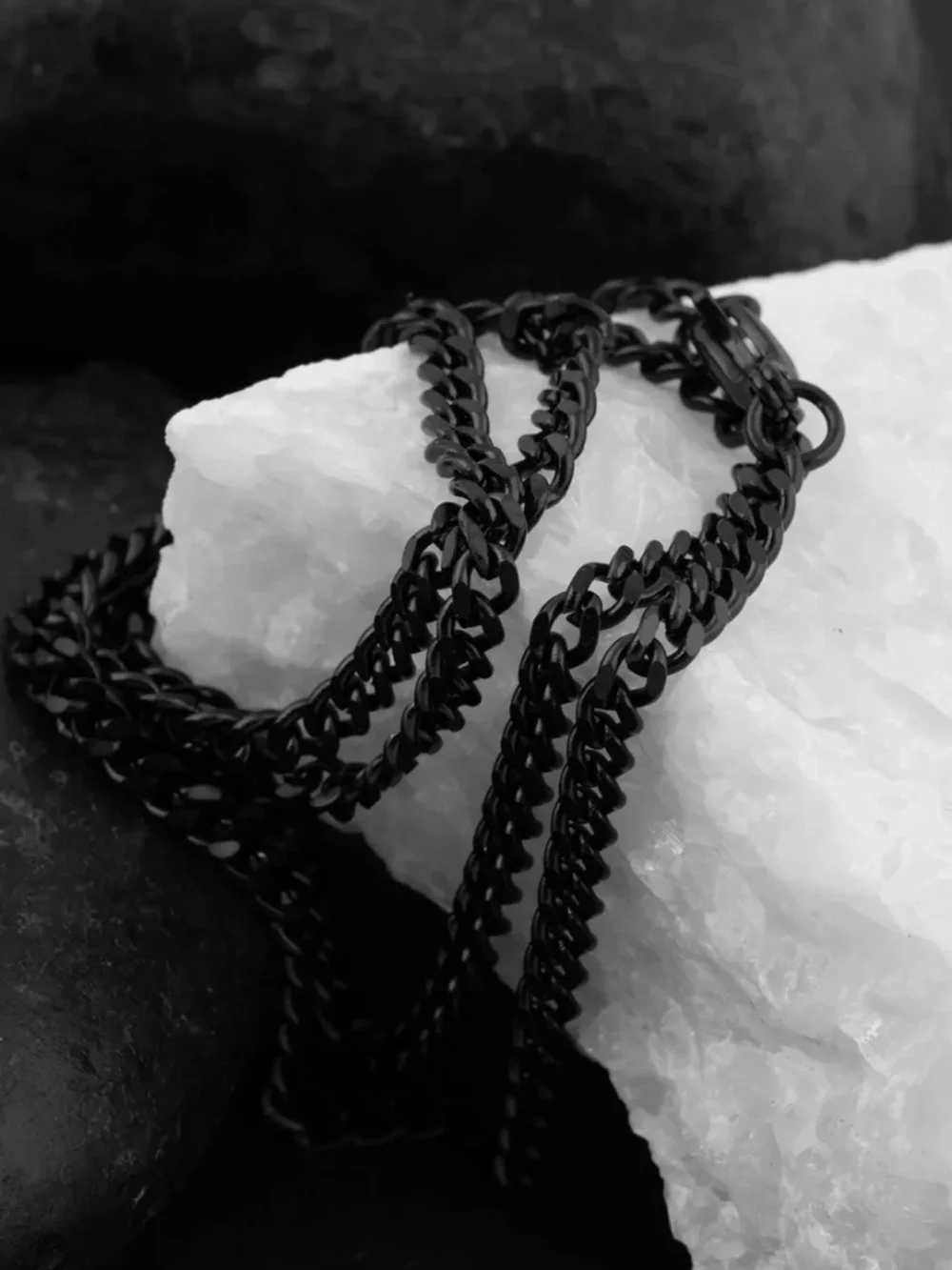 Stainless Steel Black Curb Chain Necklace - unisex
